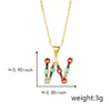 Pendant Necklace Copper Micro Inlay Color Zircon English Letters Hip Hop Style Electroplating