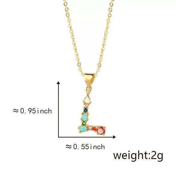 Pendant Necklace Copper Micro Inlay Color Zircon English Letters Hip Hop Style Electroplating