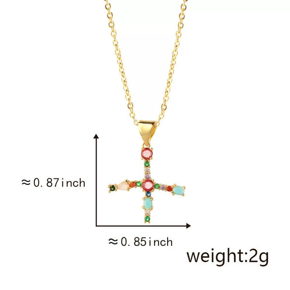Pendant Necklace Copper Micro Inlay Color Zircon English Letters Hip Hop Style Electroplating