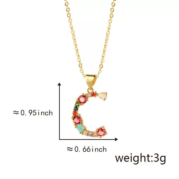 Pendant Necklace Copper Micro Inlay Color Zircon English Letters Hip Hop Style Electroplating