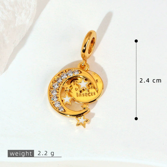 Pendant Necklace Copper Micropaved Zircon Wings Heart Constellation Shape Electroplating Style