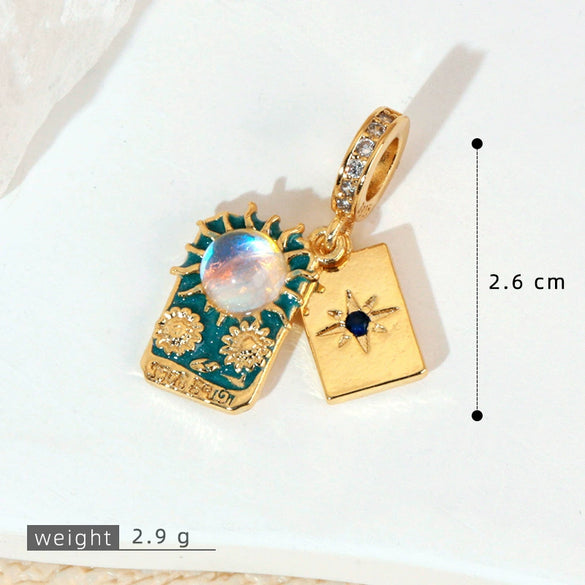 Pendant Necklace Copper Micropaved Zircon Wings Heart Constellation Shape Electroplating Style