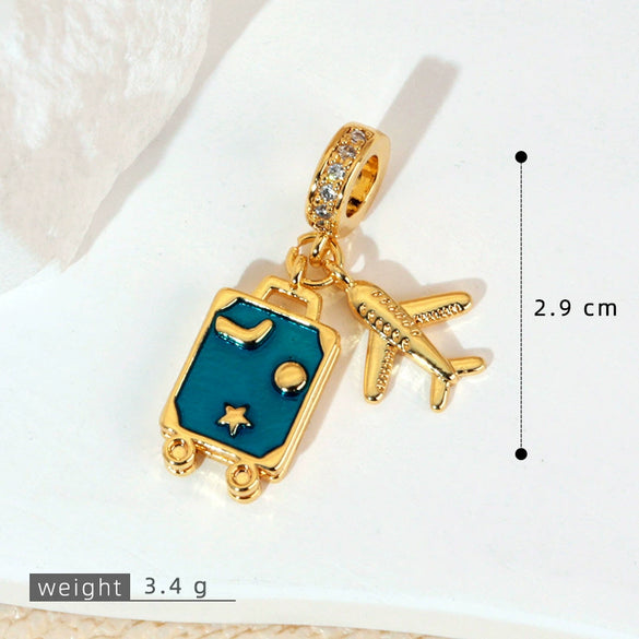 Pendant Necklace Copper Micropaved Zircon Wings Heart Constellation Shape Electroplating Style