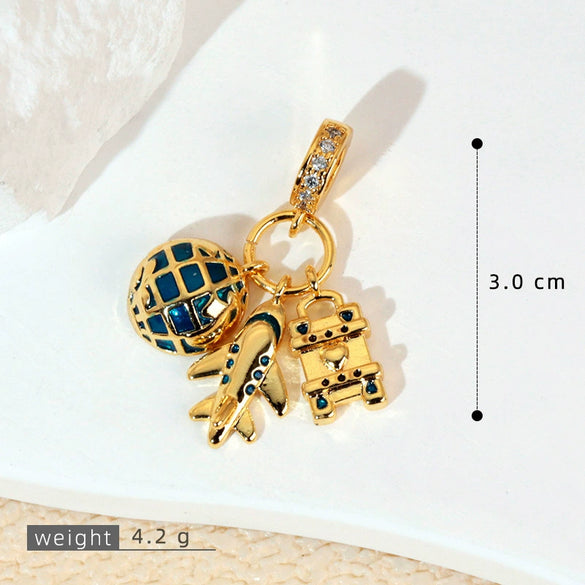 Pendant Necklace Copper Micropaved Zircon Wings Heart Constellation Shape Electroplating Style