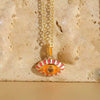 Pendant Necklace Copper Mixed Gem Inlay Dripping Oil Devil's Eye Design Ochain For Women