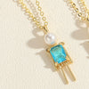 Pendant Necklace Copper Mixed Gem Inlay Pearl Inlaid Cartoon Character Ochain For Women