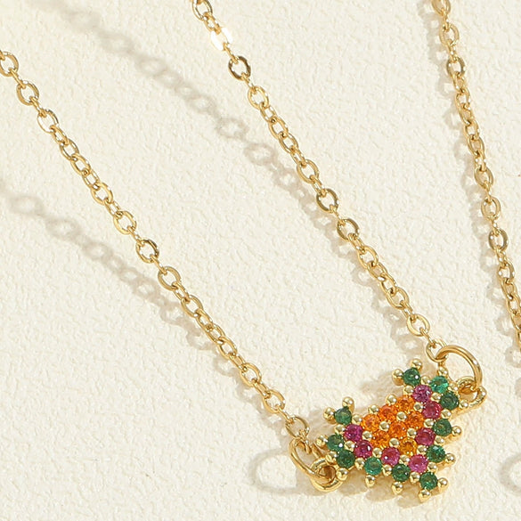 Pendant Necklace Copper Mixed Gem Micro Inlay Heart Star Animal Zodiac Style For Women