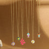 Pendant Necklace Copper Mixed Gemstone Setting Electroplating Daisy Shape Small Fish Design Women's