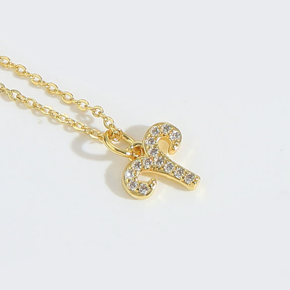 Pendant Necklace Copper Mixed Gemstone Setting Electroplating Twelve Constellations Logo O Word Chain For Women