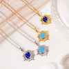 Pendant Necklace Copper Mixed Gemstone Setting Geometric Style Electroplated For Women