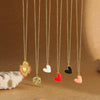 Pendant Necklace Copper Mixed Gemstone Setting Heart Shape Electroplating Simple Style Women's