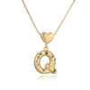 Pendant Necklace Copper Plated 18K Gold Set Zircon Geometric Letter Design