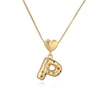Pendant Necklace Copper Plated 18K Gold Set Zircon Geometric Letter Design