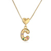 Pendant Necklace Copper Plated 18K Gold Set Zircon Geometric Letter Design