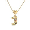Pendant Necklace Copper Plated 18K Gold Set Zircon Geometric Letter Design
