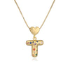 Pendant Necklace Copper Plated 18K Gold Set Zircon Geometric Letter Design