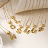 Pendant Necklace Copper Plated 18K Gold Set Zircon Geometric Letter Design