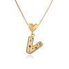 Pendant Necklace Copper Plated 18K Gold Set Zircon Geometric Letter Design