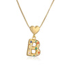 Pendant Necklace Copper Plated 18K Gold Set Zircon Geometric Letter Design