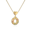 Pendant Necklace Copper Plated 18K Gold Set Zircon Geometric Letter Design