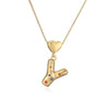 Pendant Necklace Copper Plated 18K Gold Set Zircon Geometric Letter Design