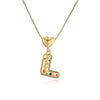 Pendant Necklace Copper Plated 18K Gold Set Zircon Geometric Letter Design