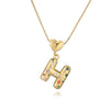 Pendant Necklace Copper Plated 18K Gold Set Zircon Geometric Letter Design