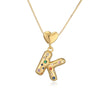 Pendant Necklace Copper Plated 18K Gold Set Zircon Geometric Letter Design
