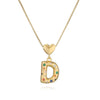 Pendant Necklace Copper Plated 18K Gold Set Zircon Geometric Letter Design