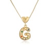Pendant Necklace Copper Plated 18K Gold Set Zircon Geometric Letter Design