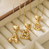 Pendant Necklace Copper Plated 18K Gold Set Zircon Geometric Letter Design