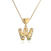 Pendant Necklace Copper Plated 18K Gold Set Zircon Geometric Letter Design