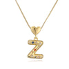 Pendant Necklace Copper Plated 18K Gold Set Zircon Geometric Letter Design