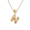 Pendant Necklace Copper Plated 18K Gold Set Zircon Geometric Letter Design