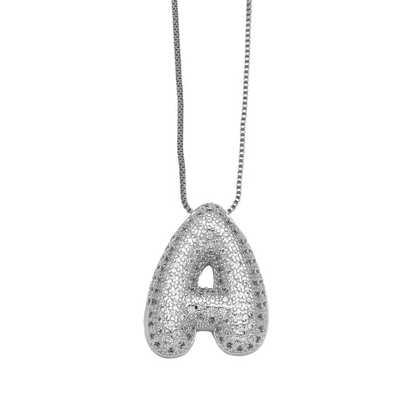Pendant Necklace Copper Plated Real Gold Inlaid With Zircon Letter Design