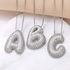 Pendant Necklace Copper Plated Real Gold Inlaid With Zircon Letter Design