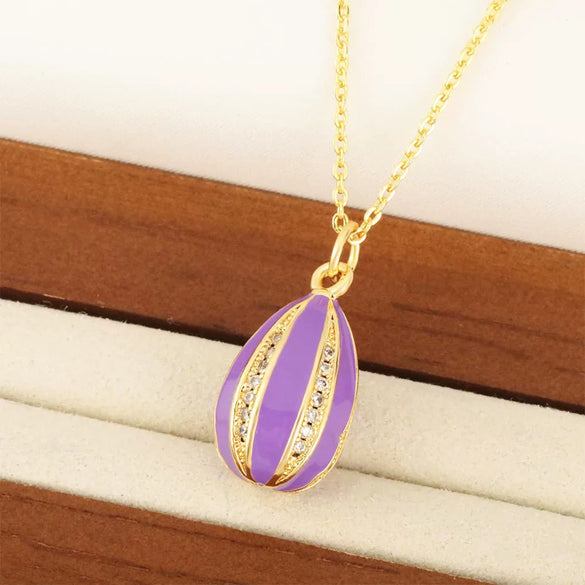 Pendant Necklace Copper Plated Real Gold Microinlaid Zircon Egg Geometric Light Luxury