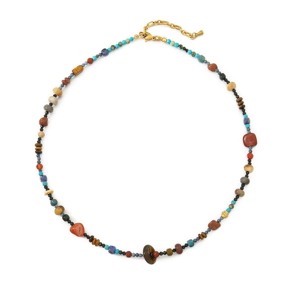 Pendant Necklace Copper Red Agate Elephant Handmade Geometric Leaves French Retro Style