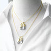 Pendant Necklace Copper Twocolor Goldplated With Letter Pattern For Women