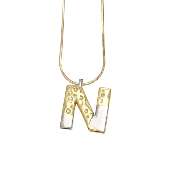 Pendant Necklace Copper Twocolor Goldplated With Letter Pattern For Women
