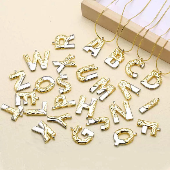 Pendant Necklace Copper Twocolor Goldplated With Letter Pattern For Women