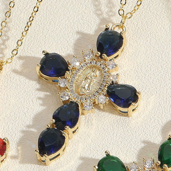 Pendant Necklace Copper With Zirconia Geometric Style