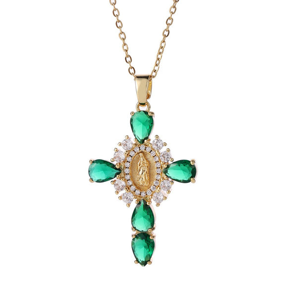 Pendant Necklace Copper With Zirconia Geometric Style