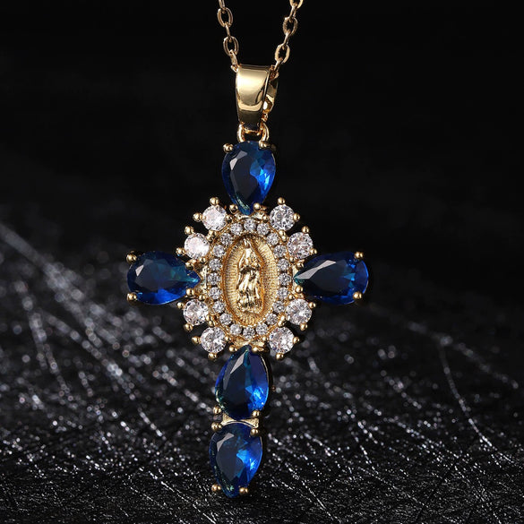Pendant Necklace Copper With Zirconia Geometric Style