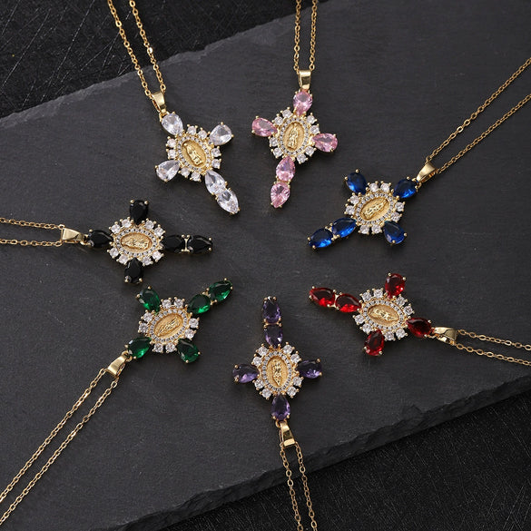 Pendant Necklace Copper With Zirconia Geometric Style
