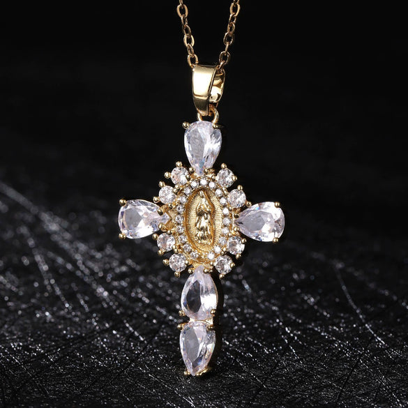 Pendant Necklace Copper With Zirconia Geometric Style