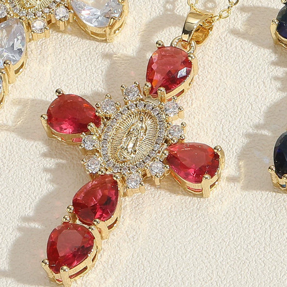 Pendant Necklace Copper With Zirconia Geometric Style