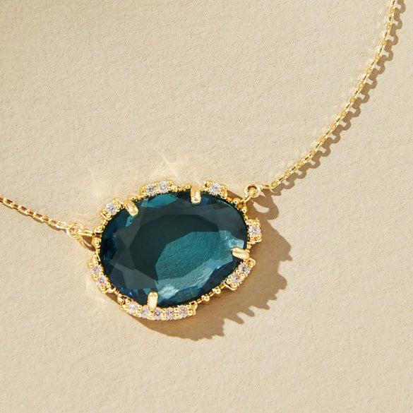 Pendant Necklace Copper Zircon Geometric Electroplated Minimalist Colorful Birthstone