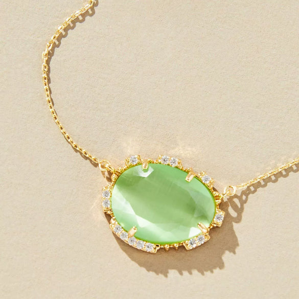 Pendant Necklace Copper Zircon Geometric Electroplated Minimalist Colorful Birthstone