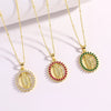 Pendant Necklace Copper Zircon Geometric Style